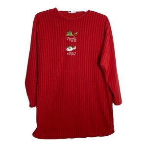 The Museum Company Womens S L Red Striped Nightgown Christmas Naughty Or Nice